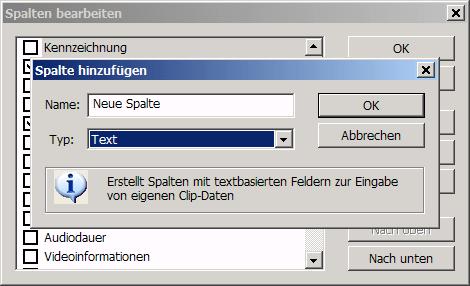 Abb. 2 – Erstellen von eigenen Spalten